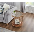 thumbnail image 3 of Gexpusm 20-inch Double-layer Round Side Table Glass Desktop Modern Simple Retro Living Room-gold, 3 of 8
