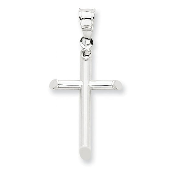 Finest Gold 14K White Gold Hollow Cross Pendant