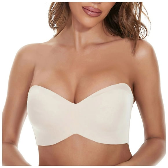 TSADFHJI Women Sexy Bra with Detachable Straps Tube Top Type Thin Underwear Bras for Women Bras Womens Bras Crotchless Underwear Womens Bras Black Set Beige 90E