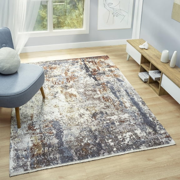 LUXE WEAVERS Modern Abstract Washable Multicolor Stone 8x10 Area Rug, Non-Slip Carpet
