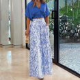 thumbnail image 2 of Ensemble 2 Pcs pour Femmes Été 2023 Haut Court Col en V et Pantalon Large, 2 of 8