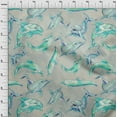 thumbnail image 4 of oneOone Cotton Cambric Turquoise Green Fabric Ocean Dolphin Dress Material Fabric Print Fabric By The Yard 42 Inch Wide-5348, 4 of 4