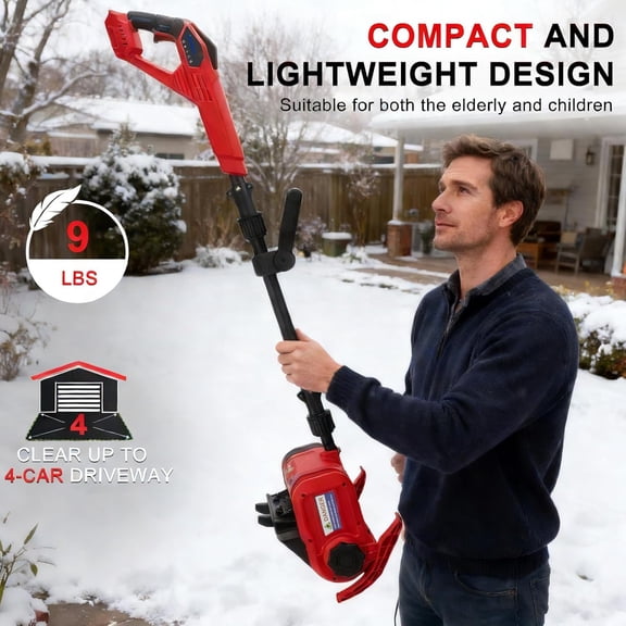 HuiXinOu Cordless Electric Snow Broom, Foldable Handheld Snow Removal Tool for Light Snow, Quick Clearing of Cars, Steps, Sidewalks, and Patios