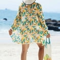 thumbnail image 3 of Generic Women's Bikini Swimsuits 3 Piece Hawaiian Bathing Suits Drawstring Set Long Sleeve Beach Cover Up with Boy Shorts, 3 of 7
