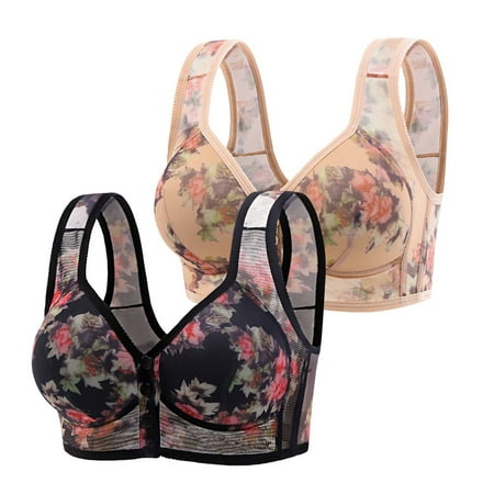 Women s Bra Women S Popular Printing Optimized Front Button Mother Underwear For Women Lifting And Sagging Side Breasts For Middle And Elderly Bras With Larger Size 180 Catties Black Women s Bra XXXL
