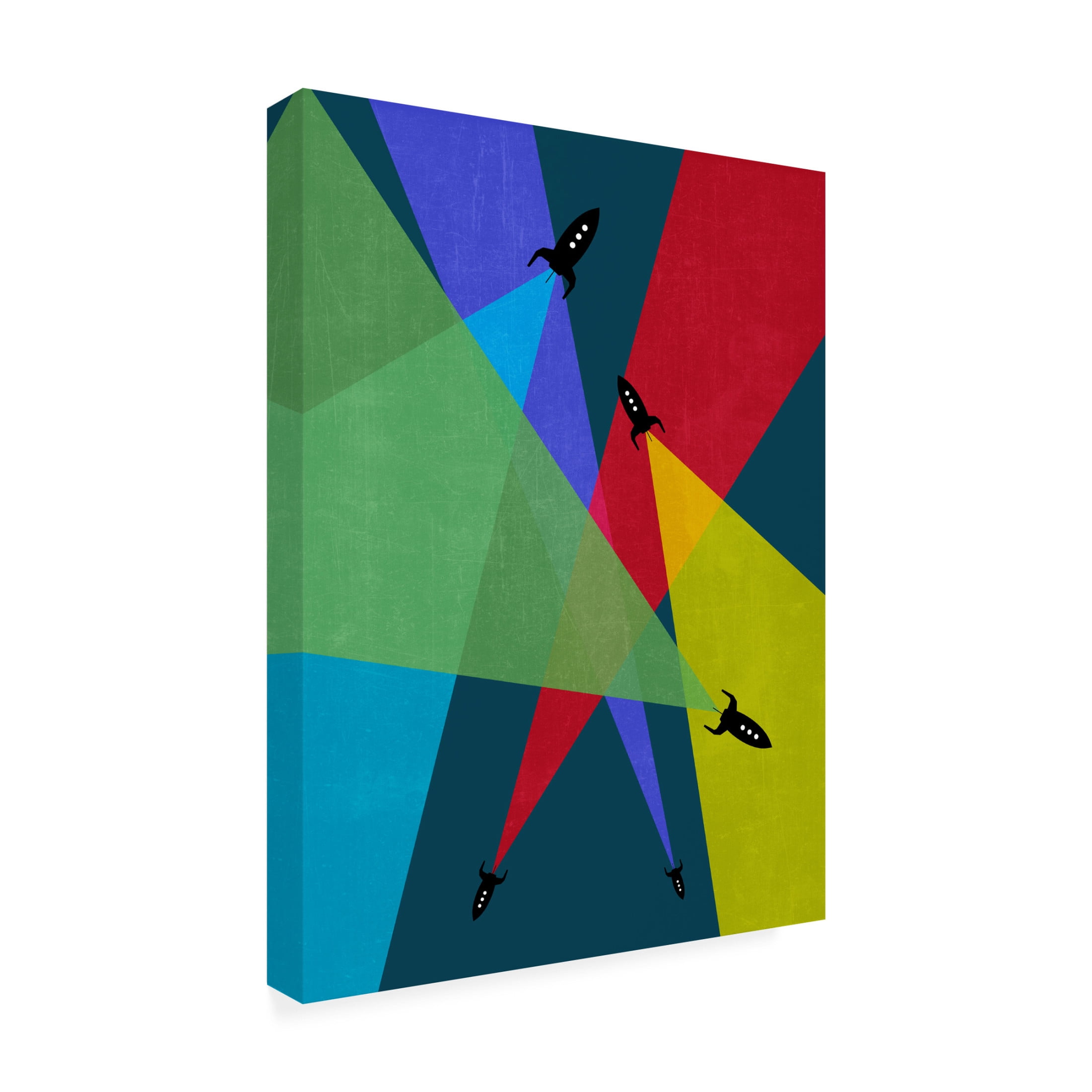 Canvas Wall Art - Tom Quartermaine 'Rainbow Rocket Abstract 2' Wall Art for Living Room, Bedroom, or Office Décor by Trademark Fine Art - 35 x 47 Inches