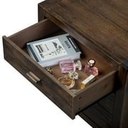 Ktaxon Solid Wood Nightstand with Outlets & USB Ports, 3 Drawer Traditional Cottage Bedside Table, Brown
