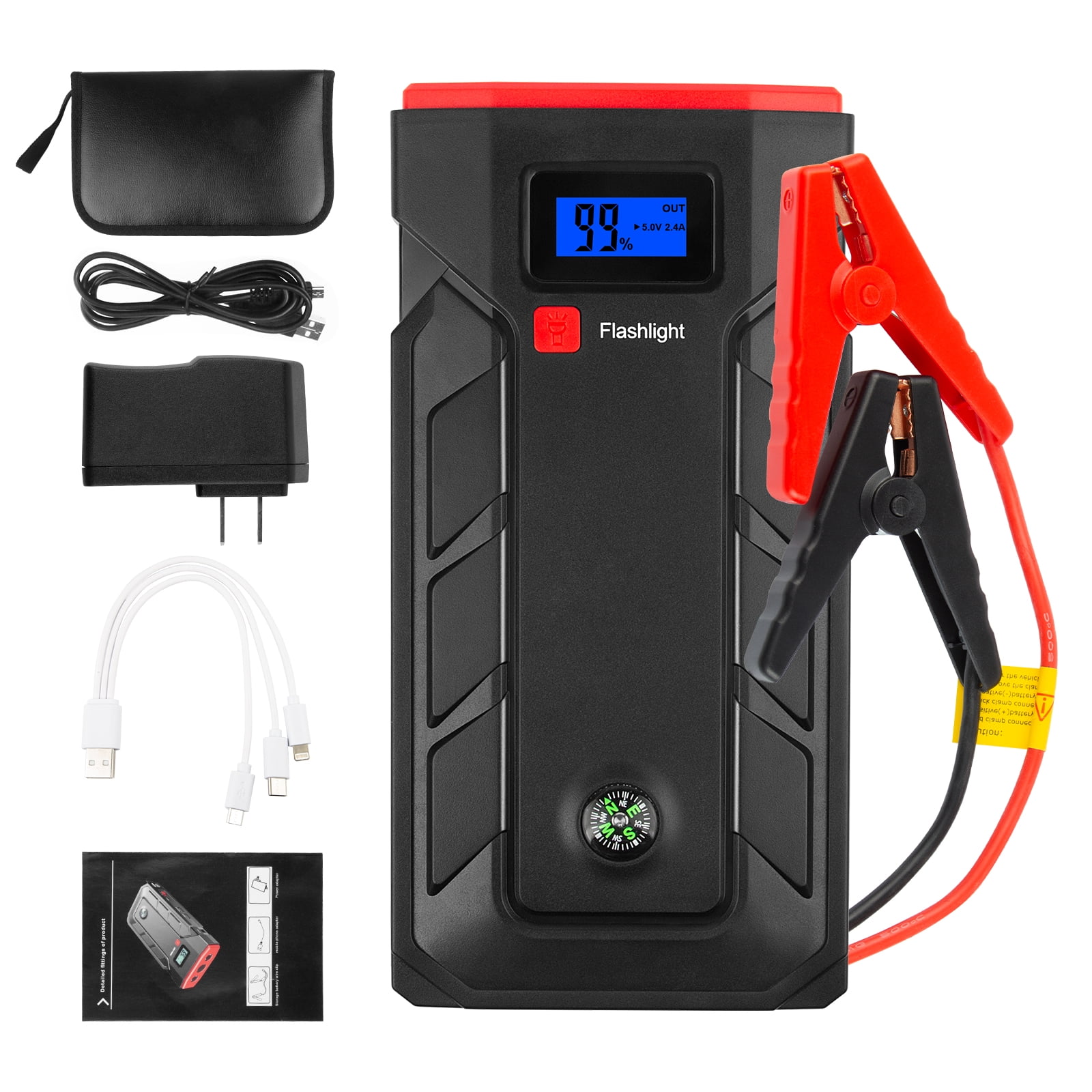 Jump Starter 1000A 99800mAh 12V Car Jump Starter for up to 6L Gas, 3L