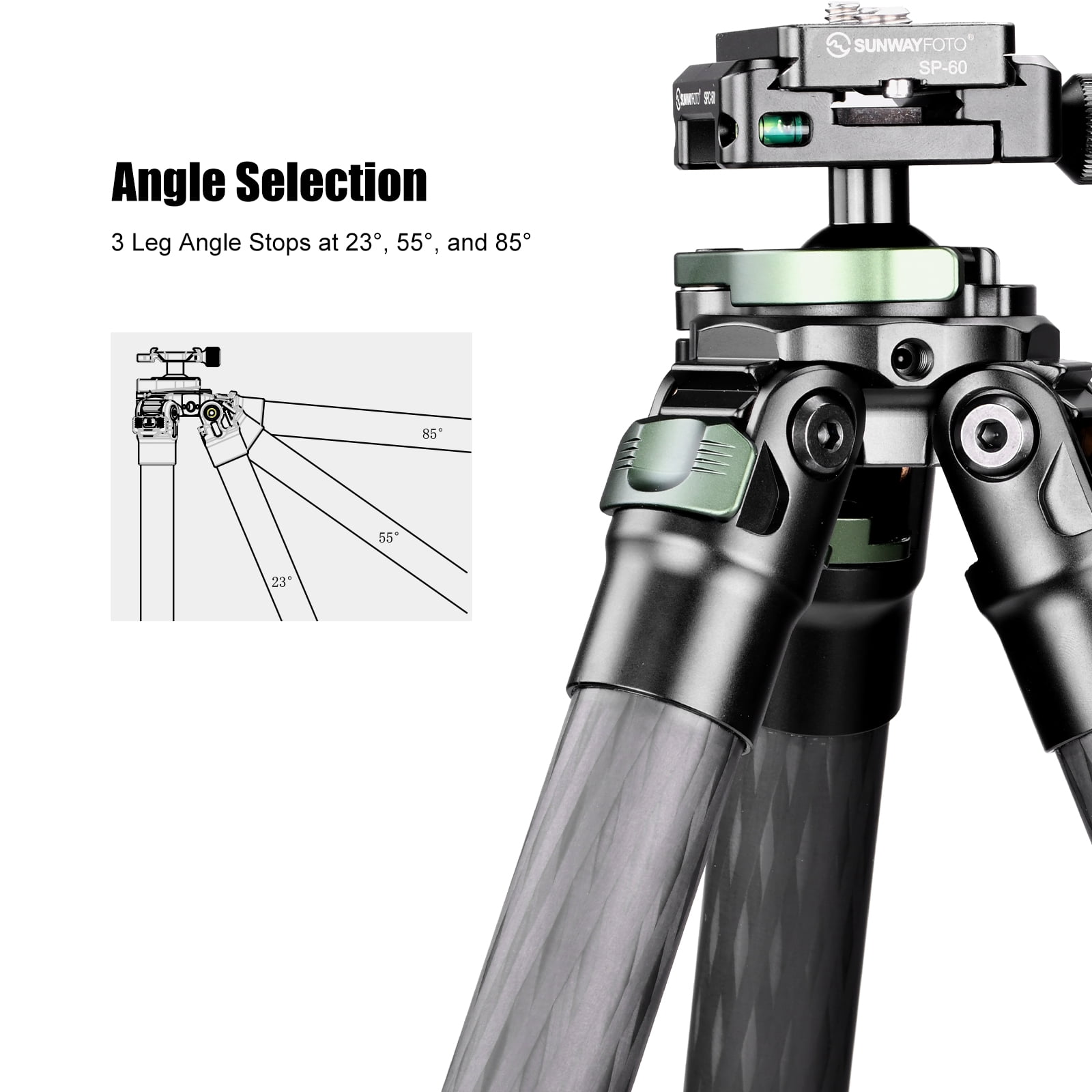 Sunwayfoto T2830CS-P Carbon Fiber Tripod for Hunting with Inverted Ball Head