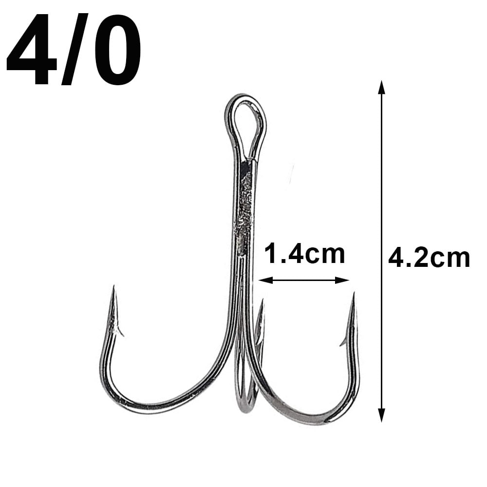 Big Treble Fishing Hook, High Carbon Steel, Shark Triple Anchor Fishhooks, Saltwater Barbed Hook, Strong 4/0-10/0, 50Pcs