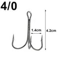 thumbnail image 2 of Big Treble Fishing Hook, High Carbon Steel, Shark Triple Anchor Fishhooks, Saltwater Barbed Hook, Strong 4/0-10/0, 50Pcs, 2 of 15