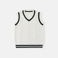 thumbnail image 5 of Huesdet Toddler Boys Girls Sweater Vest Fall Winter Thermal Sleeveless Sweater Knitted Waistcoat Warm V-neck Sweater(White,12-18 Months), 5 of 8