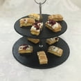 thumbnail image 2 of FELTECHELECTR Black Square Dessert Tiered Stand Two Tier for Thanksgiving 1Set, 2 of 8