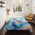thumbnail image 4 of Turtle Tapestry for Bedroom Wall Hanging Tapestry, Coastal Ocean Coral Gradient Watercolor Ceiling Backdrop Tapestries Poster Blanket Wall Decor for Teens Room Living Room Dorm 59" x 79", 4 of 8
