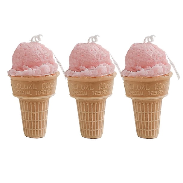 Juego de 3 velas perfumadas CHEPIHG con forma de cono de helado adornos de postre de cera de soja simulada