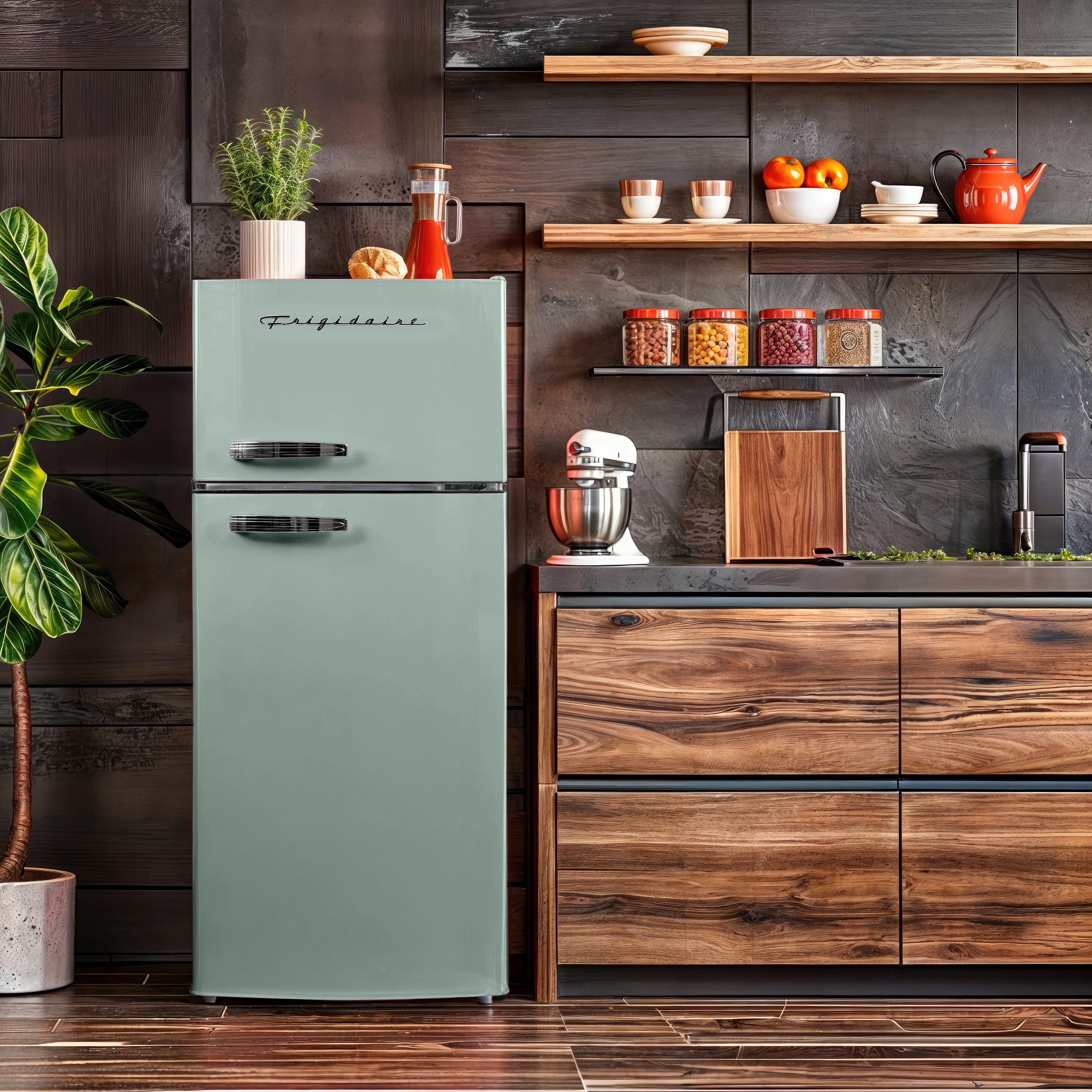 Frigidaire 7.5 Cu Ft. Retro Refrigerator, Top Mount Compact Fridge, Mint