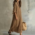 thumbnail image 6 of Guieoi Womens Dresses Plus Size Checkered Casual Loose-Fit V-Neck Maxi Beach Dress Yellow M, 6 of 9