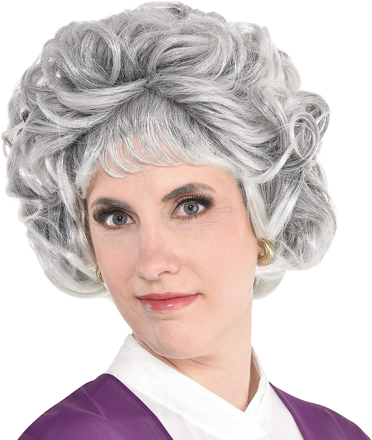 Yo Momma Gray Hair Wig Curly Grandma Grandpa Adult Costume Accessory Prop 