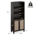 thumbnail image 3 of Farini Tall 5 Tier Bookcase, Storage Shelf with Rattan Doors for Living Room, Office, Library, Walnut, 3 of 8