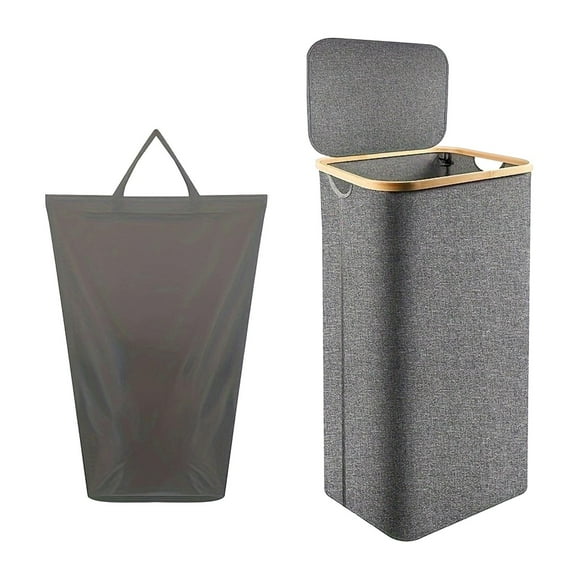 Cesto para la colada, cesta de almacenamiento plegable, portátil, con asa hueca, cesta para la colada, cesto para ropa para sala de estar, guardería, Gris BLESIY Ropa sucia