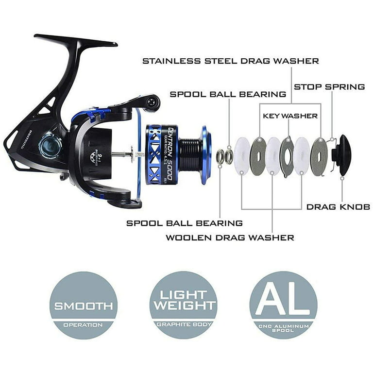 KastKing Summer and Centron Spinning Reels, 9 +1 BB Light Weight, Ultra  Smooth Powerful, Size 500 is Perfect for Ultralight/Ice Fishing. Style: E