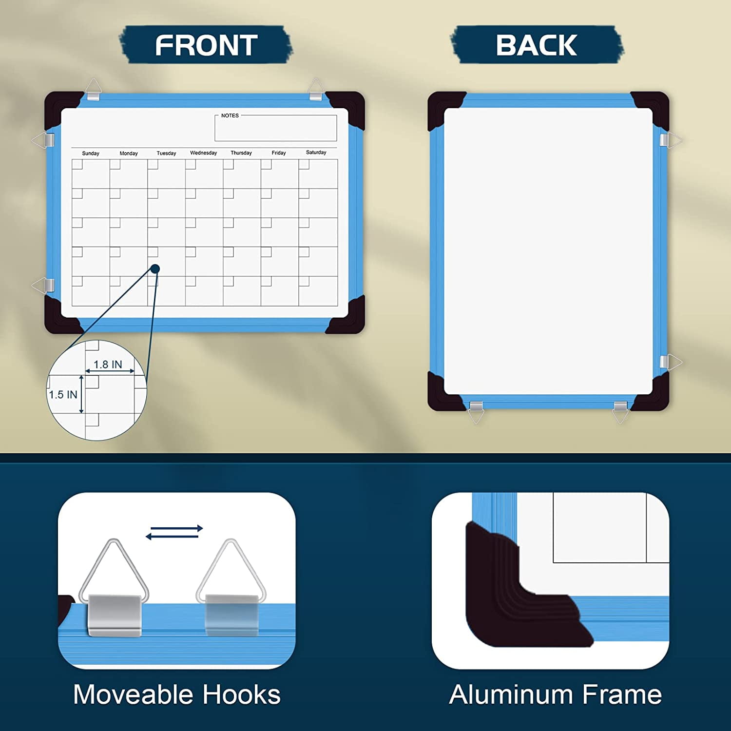 Oumilen Monthly Planner plus Memo Board Dry Erase Calendar Board