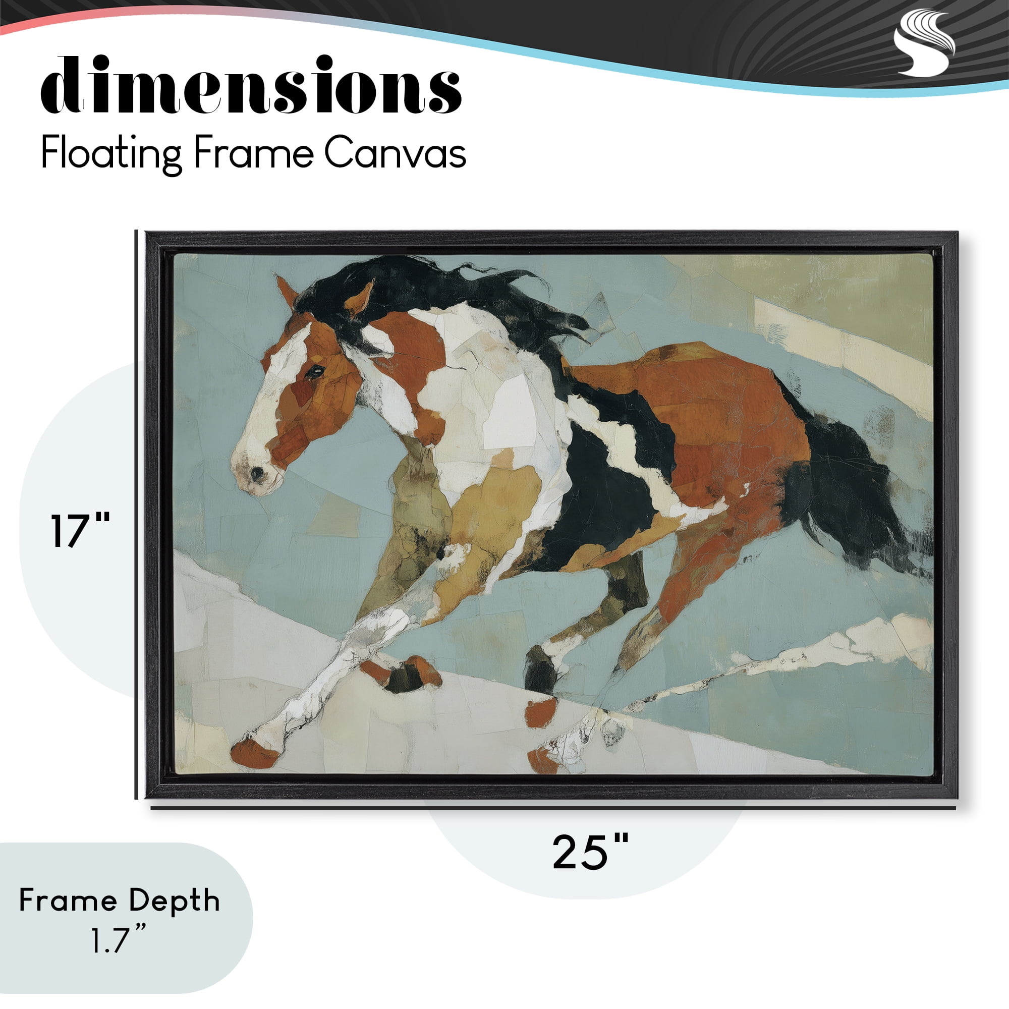 Stupell Industries Paint Horse in Motion Black Framed Floater Canvas Wall Art, design by Chromatic Storm Studio