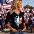 thumbnail image 4 of Fabrcox S-5XL 1776-2026 250th Anniversary USA Shirt Flag Print 3/4 Length Sleeve 4th of July Shirts for Women We the People Celebration Freedom Patriotic Shirts for Women, 4 of 5