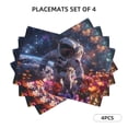 thumbnail image 3 of Placemats Set of 4 / 6, Astronaut In Cosmic Garden Placemats for Dining Table Indoor/Outdoors Heat Resistant Washable Placemats 18" x 12", 3 of 8