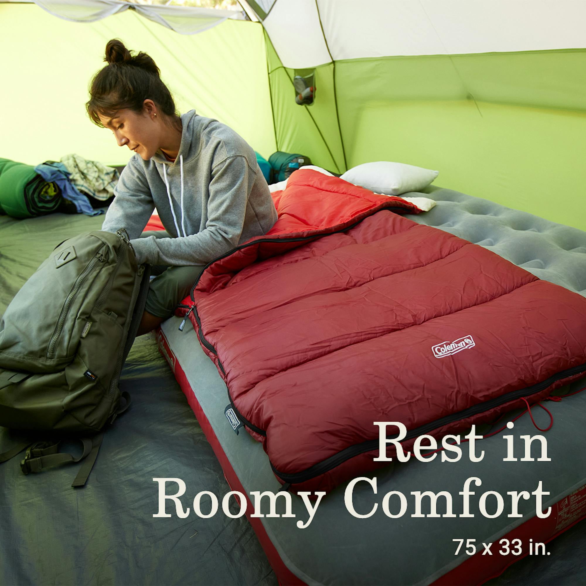 Coleman Flatlands 30°F/35°F Sleeping Bag with Big ＆ Tall Option, Made from 100% Recycled Material, Cool Weather Camping Sleeping Bag for Adults Coleman Flatlands™ 30°F Sleeping Bag