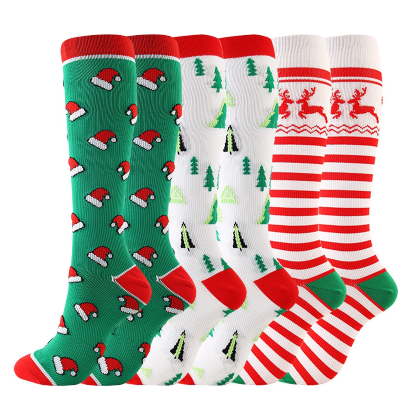 Aosijia 3 Pack Christmas Compression Socks for Women Men 2030 mmHg