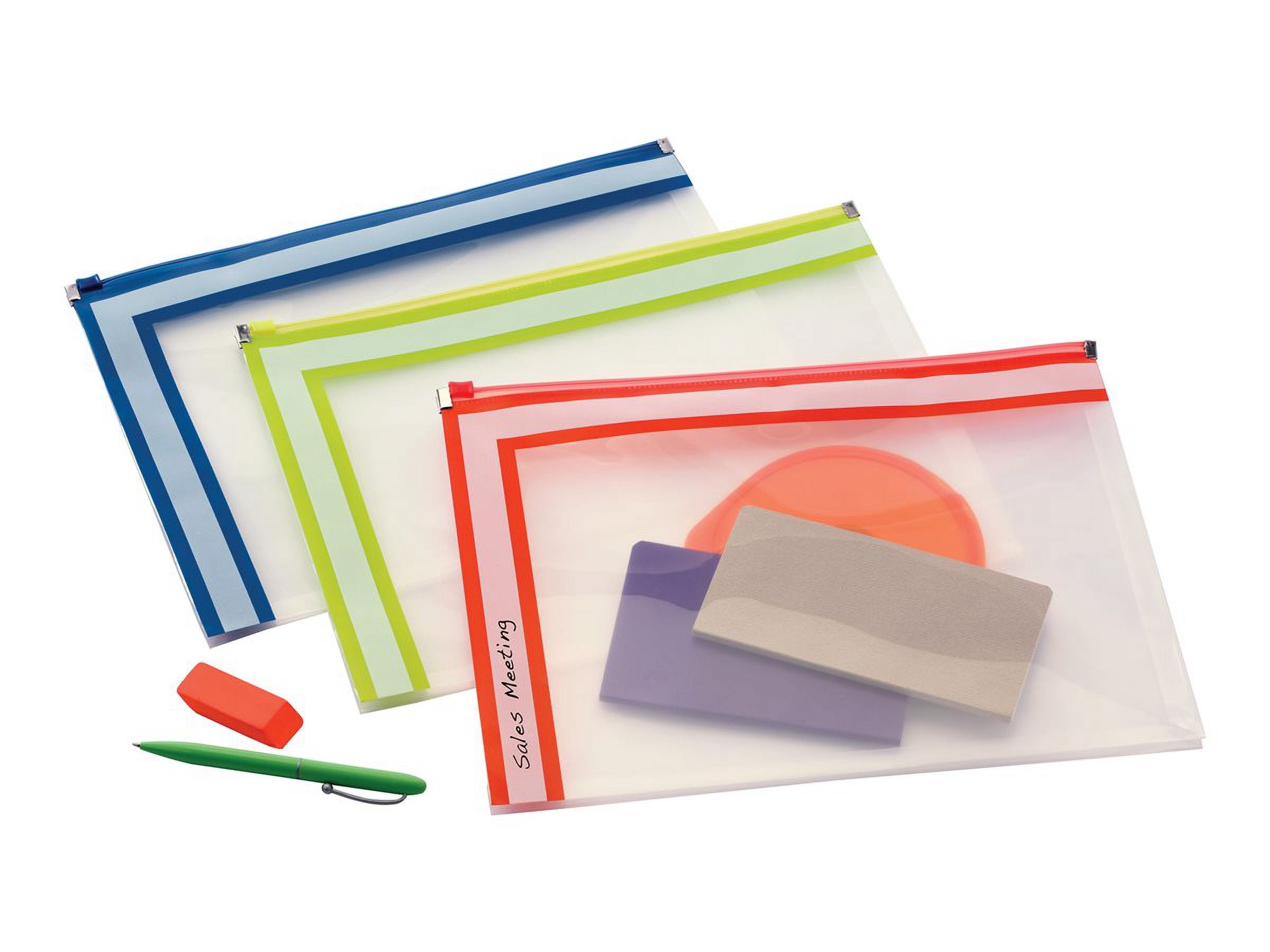 TOPS Products 96100 Pendaflex Easy Label Zip Envelope, Assorted Colors - Letter Size
