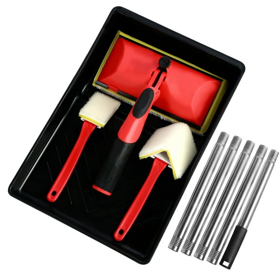 FUYGRCJ 7 Inch Paint Pad Applicator Corner Walls and Ceilings Pad Painter Decorating Paint Pad Kit with Extension Pole and Paint Tray Multifunction Paint Trimming Tool for Wall Corner Edging