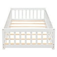 thumbnail image 5 of Miniyam Twin Size Toddler Floor Bed with Fence, White, 5 of 8