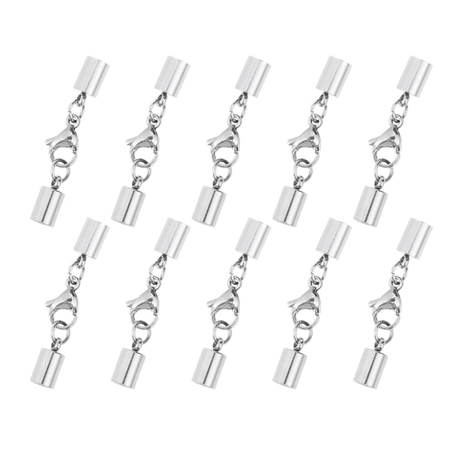 10PCS Stainless Steel String Fastener Simple Practical Lobster Clasp Connector for Jewelry Bracelet Necklace - 3mm Hole (Silver)