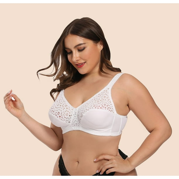 jovati Womens Plus Size Underwear Womans Fashion Plus Size Wire Free  Comfortable Push Up Hollow Out Bra Underwear Plus Size Bras for Women Bras  for
