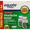 Equate Extra Strength Headache Relief Acetaminophen Tablets, 200 Count, 2 Pack