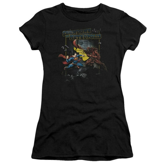 Superman Showdown Junior Women's T-Shirt Sheer Black