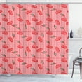 thumbnail image 1 of Cherry Shower Curtain, Continuous Design of Doodle Summer Fruit with Leaves on Gingham, Fabric Bathroom Set with Hooks, 69W X 75L Inches Long, Dark Coral and Reseda Green, by Ambesonne, 1 of 2
