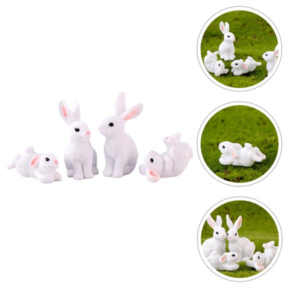 Healifty 4-Piece White Resin Bunny Decorations Set Lightweight Smooth Perfect for Easter and Festival Home Decor