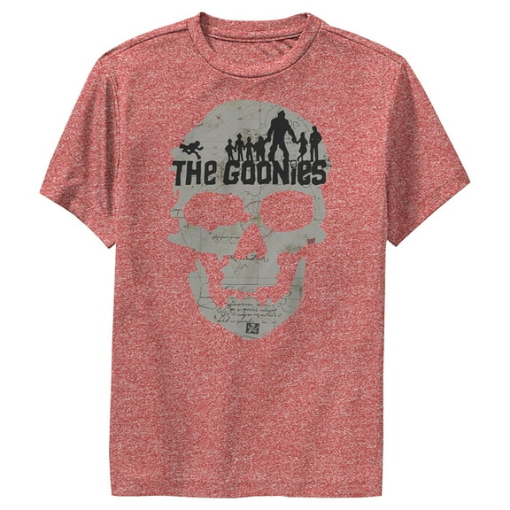Boy's The Goonies Skull Map Logo Performance Graphic Tee Red Heather Large