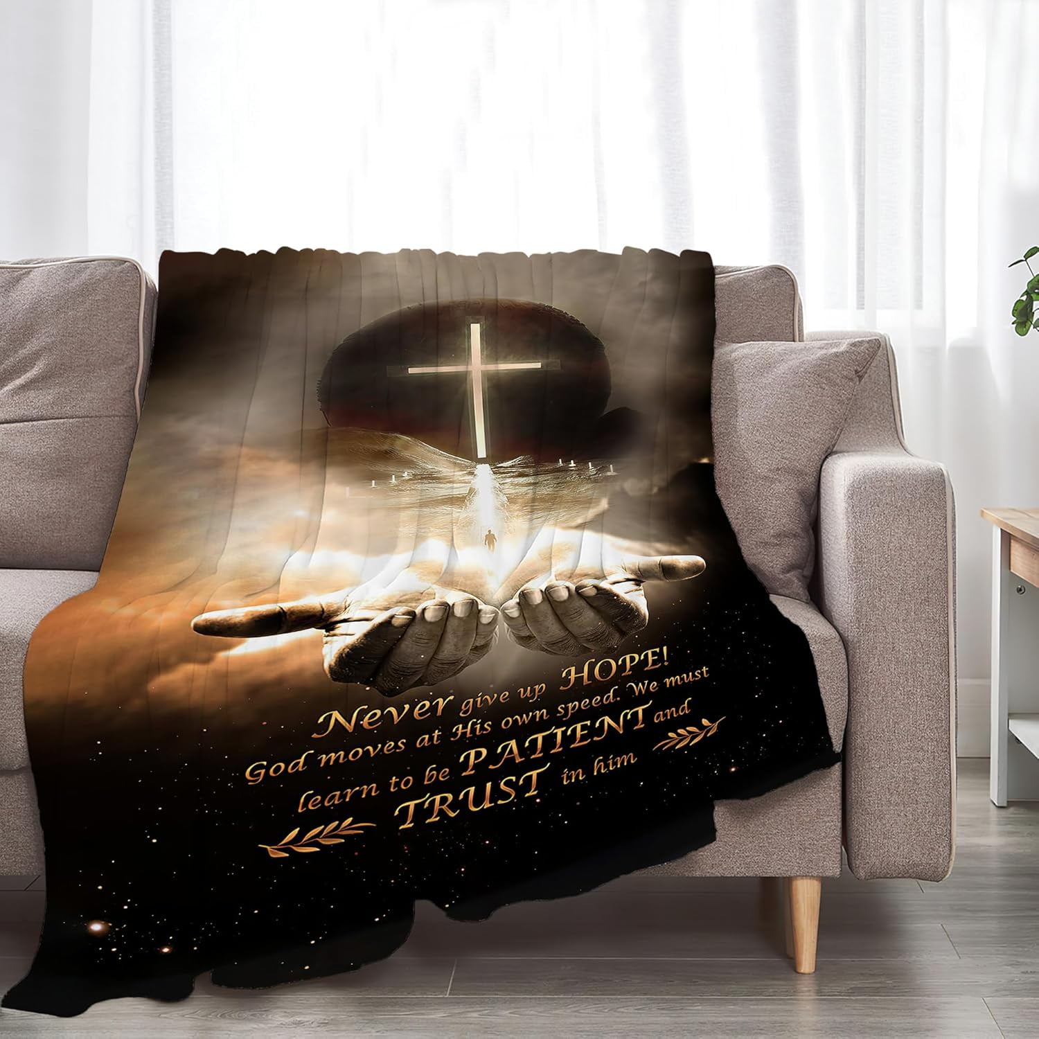 Christian Blanket Cross Hand of God Throw Blanket for Men Kids Teenagers Soft Cozy Warm Fuzzy Fleece Religious Christ Decor Blanket Gifts for Boys Women Girls Couch Sofa Bed 50"X40"