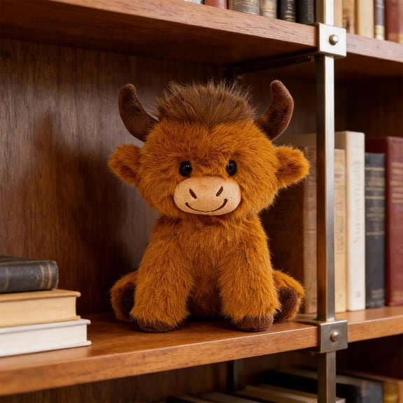 Yardvibe Graduation Highland Cows Stuffed Animal, Realistic Cow Plush, Highland Cattle Plush for Graduation Party Favor Ornaments Holiday Decor (A)