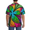 thumbnail image 3 of Naloa Multicolored Beautiful Flower Men's Loose Fit Cuban Collar Short-Sleeve Shirt, Hawaiian Shirts, Mens Shirts Casual for Everyday Wear Outings-Large, 3 of 5
