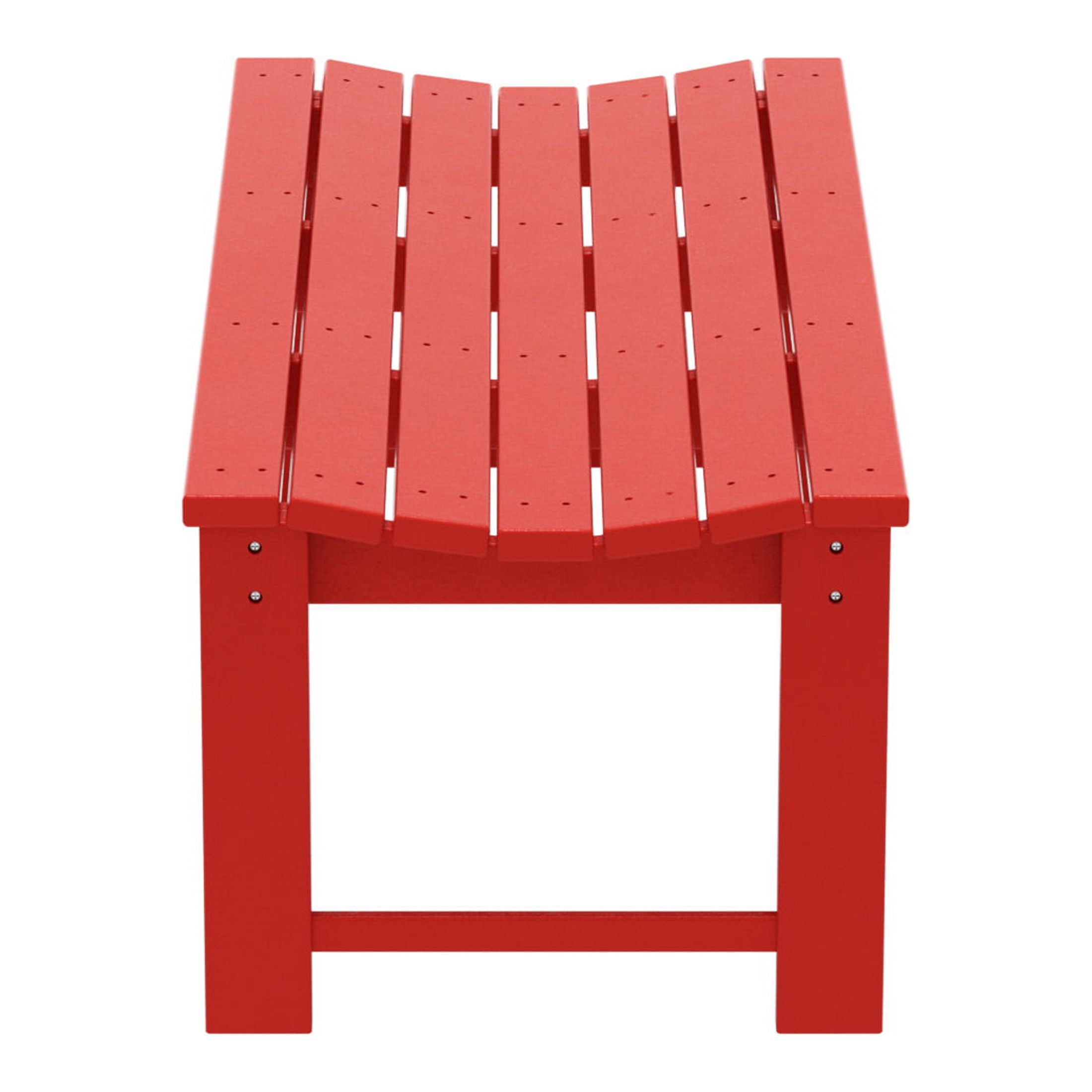 GARDEN Plastic Adirondack Backless Outdoor Bench for Patio Entryway, Red