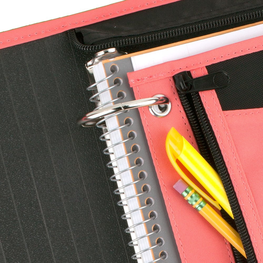 Five Star Xpanz 2" Zipper Binder, 380 Sheet, Round Rings, Coral (280109B-WMT)