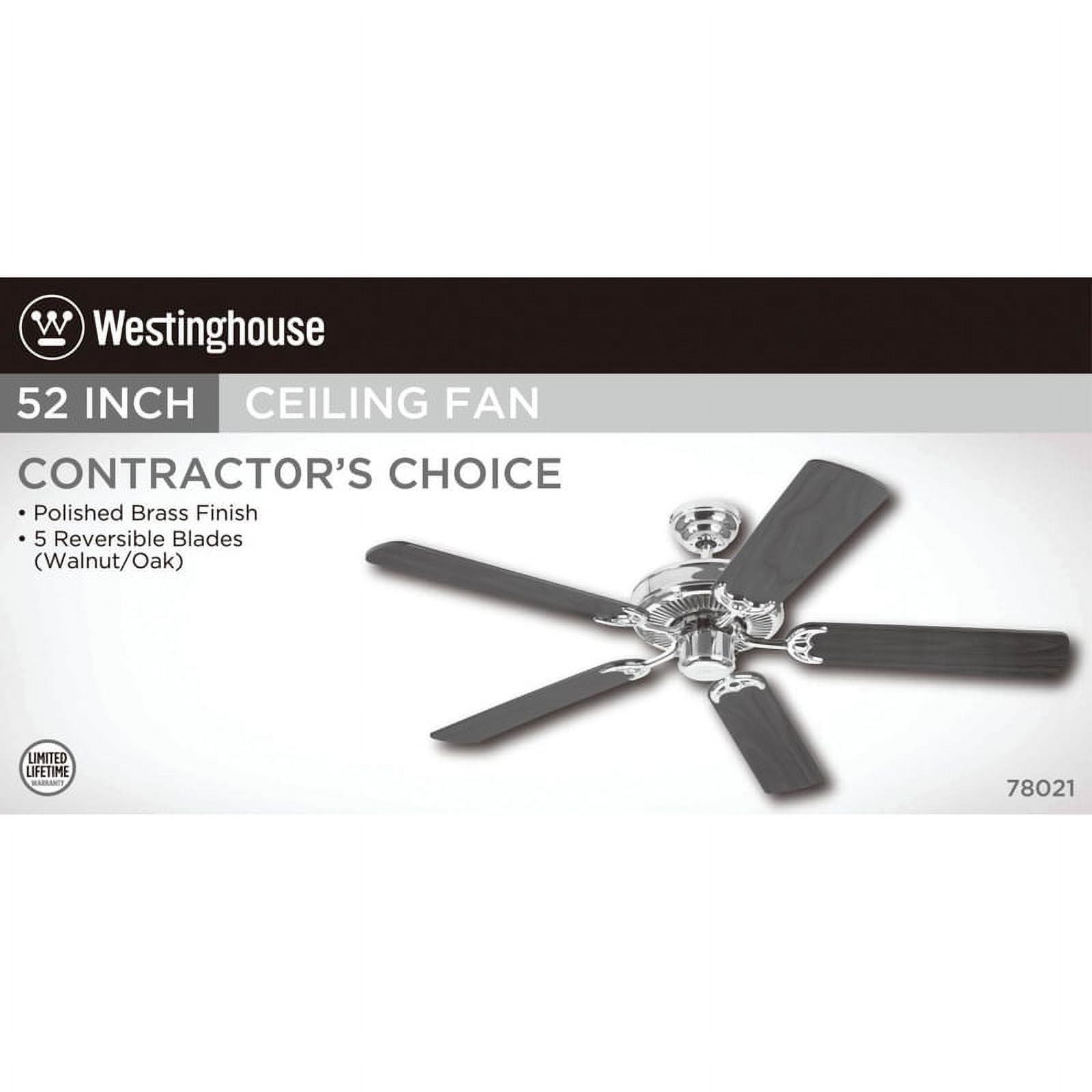 Westinghouse Contractor’s Choice 52 in. Polished Brass Brown Indoor Ceiling Fan Sansujyuku sansujyuku.com