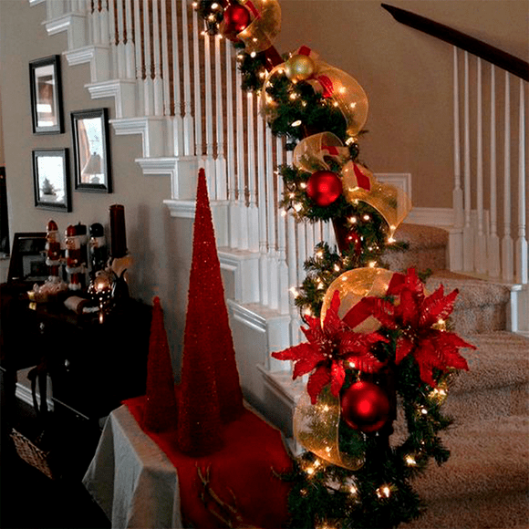Guía Flexible La Merced Decoración Navideña Guirnalda Semirrígida 270 cm Hojas Pino Plástico Resistente