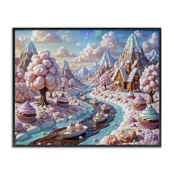 Stupell Industries Contemporary Dreamlike Candy Land Whimsy Black Framed Giclee Art, 14 x 11, by Tabz Jones