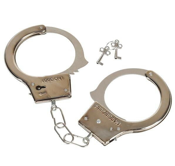STEEL HANDCUFFS 2 KEYS METAL POLICE MAGIC TRICK PRANK GAG GIFT PARTY